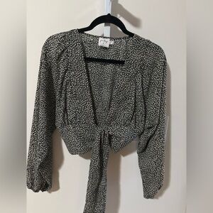 Polly Elegant Black and White Floral Blouse